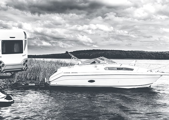 Boat docked in water