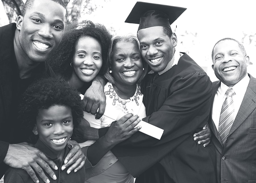 Smiling family at school graduation